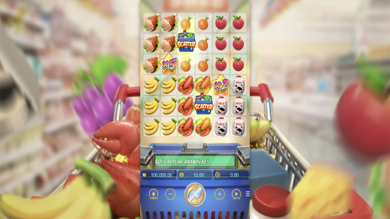 "Supermarket Spree PG Soft slot game with vibrant supermarket-themed symbols and exciting bonus features."

