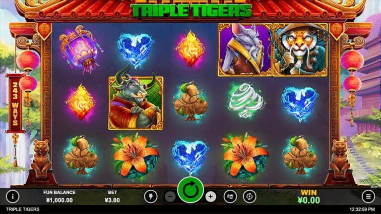 Triple Tigers Slot game with vibrant Eastern-inspired symbols and exciting gameplay features.